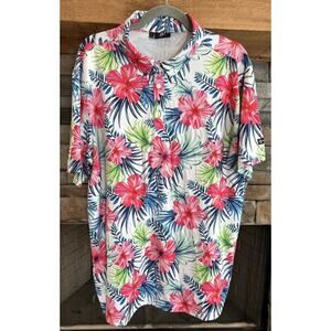 Men’s GREENSIDE Golf Floral Short Sleeve Polo Shirt Size L *C1
